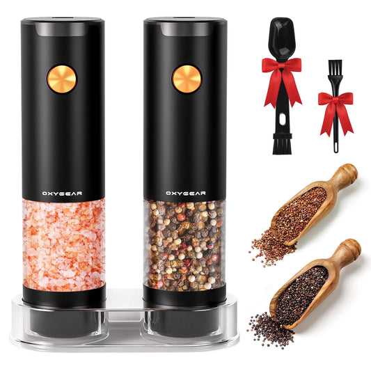 Premium Gravity Electric Salt & Pepper Grinder Set