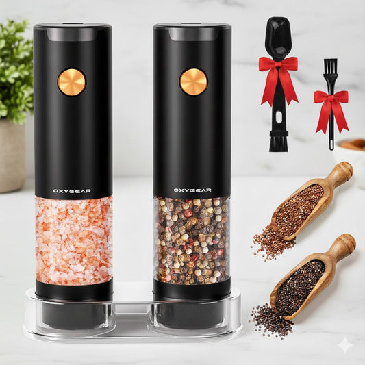 Premium Gravity Electric Salt & Pepper Grinder Set